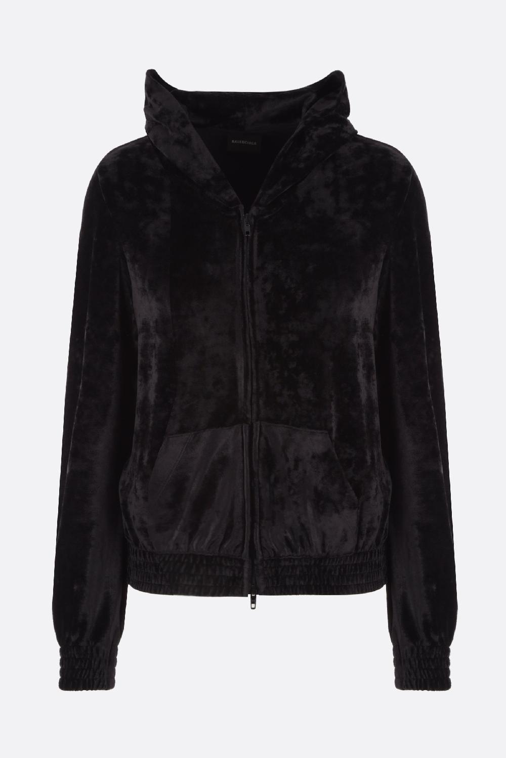 BALENCIAGA felpa in velluto logo cristalli