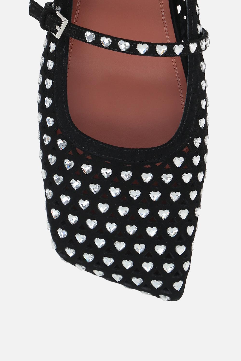 AMINA MUADDI Ballerina Ane In Suede Laserato Con Cristalli