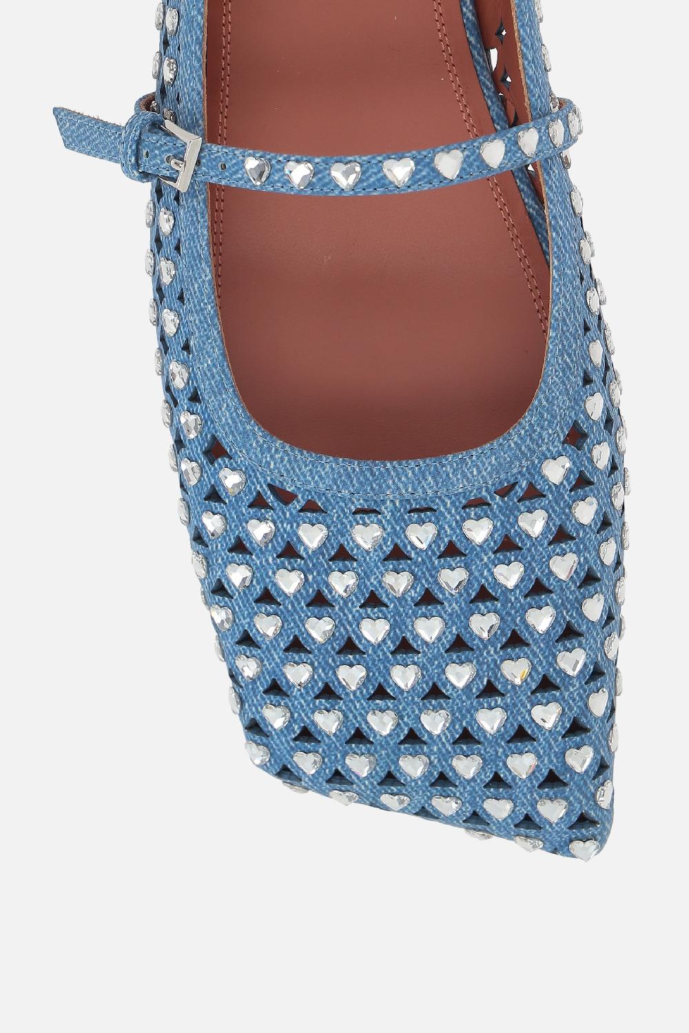 AMINA MUADDI Ballerina Ane In Suede Laserato Con Cristalli