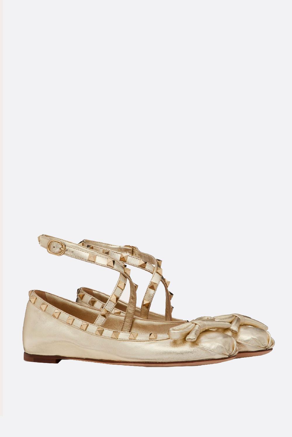 VALENTINO GARAVANI Ballerina Rockstud In Nappa Laminata