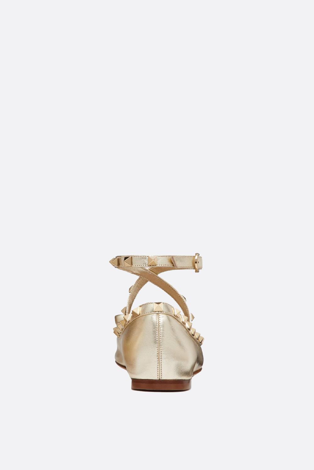 VALENTINO GARAVANI Ballerina Rockstud In Nappa Laminata