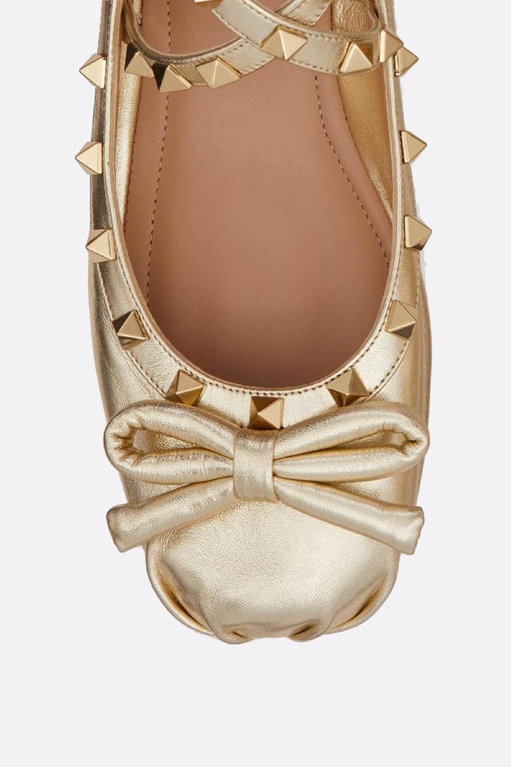 VALENTINO GARAVANI Ballerina Rockstud In Nappa Laminata
