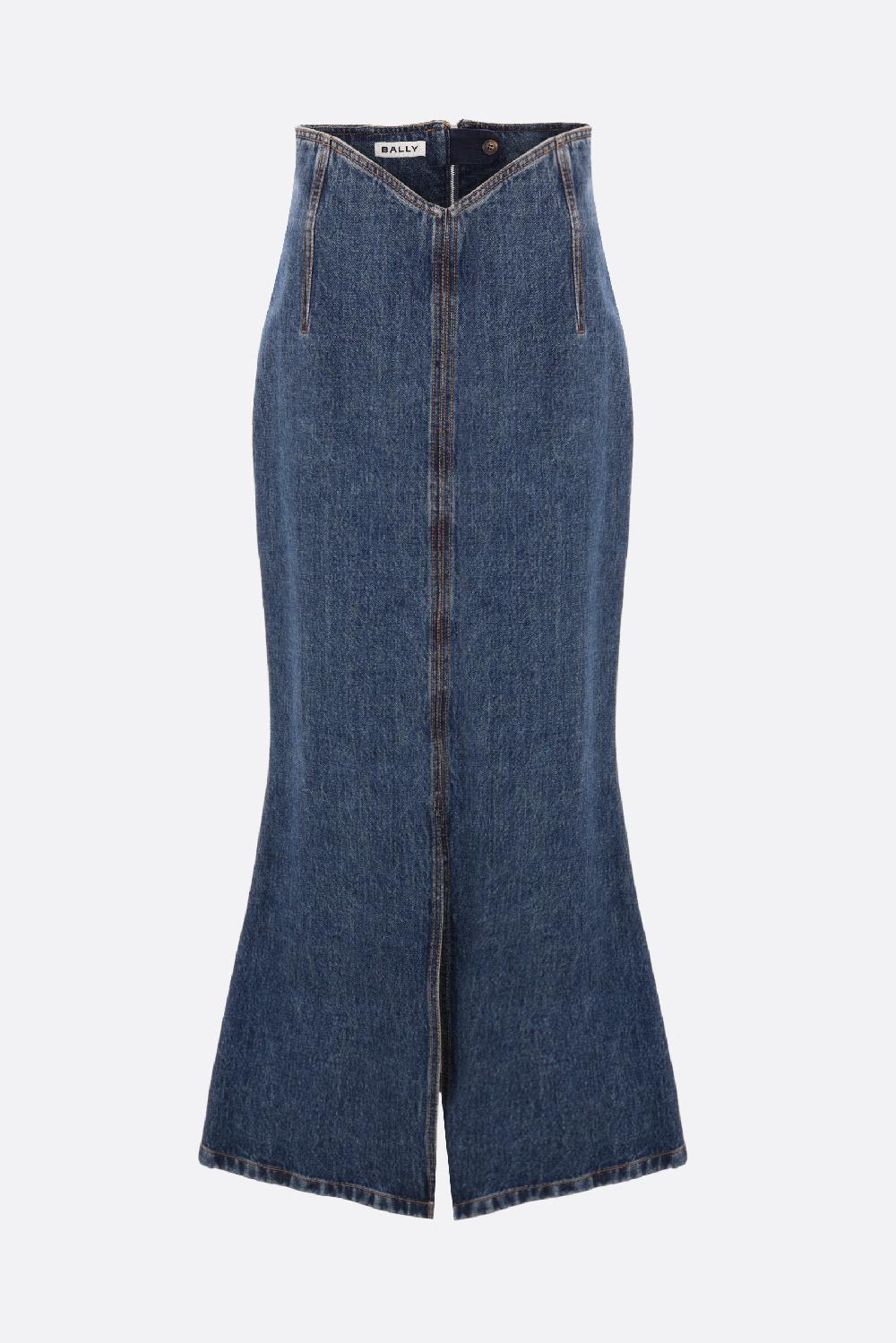 BALLY gonna in denim con fondo a sirena