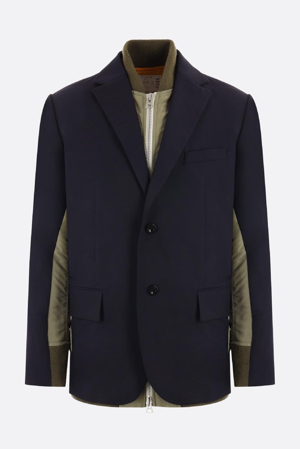 SACAI blazer monopetto imbottito in grain de poudre e nylon