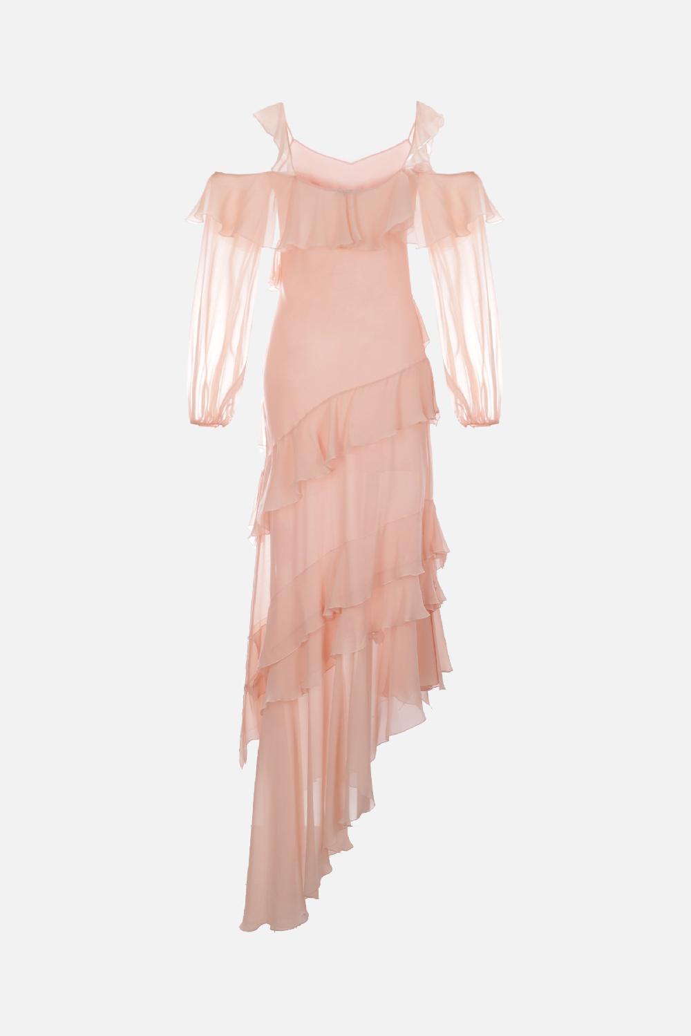 BLUMARINE Abito Lungo In Georgette Con Volants