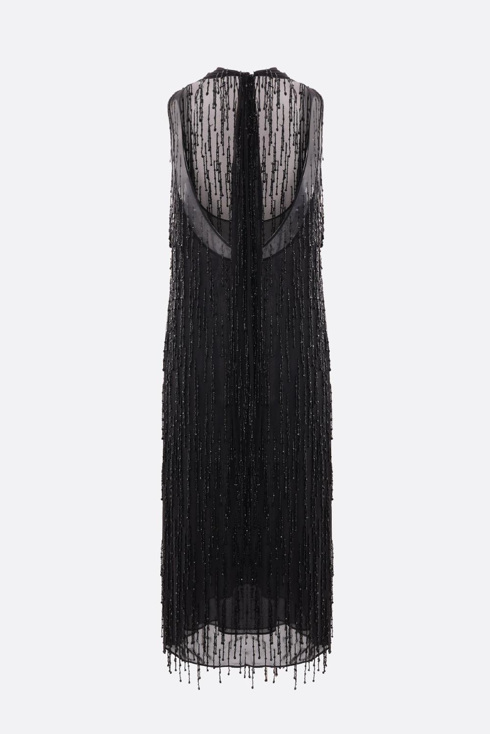 BLUMARINE Abito Smanicato In Georgette Con Frange