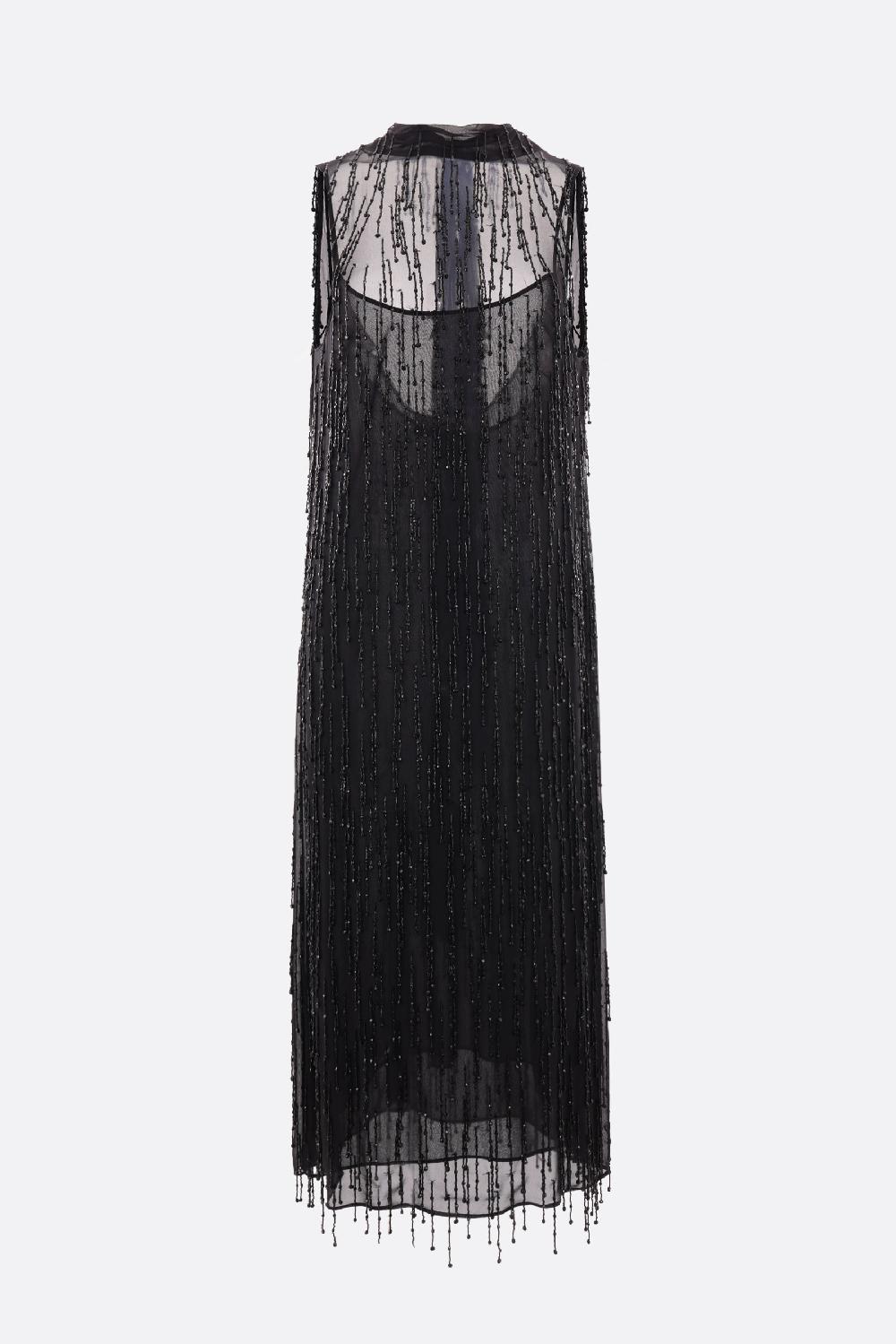 BLUMARINE abito smanicato in georgette con frange