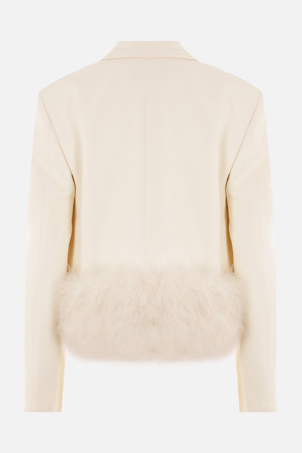 BLUMARINE Giacca Monopetto In Sablé Con Piume