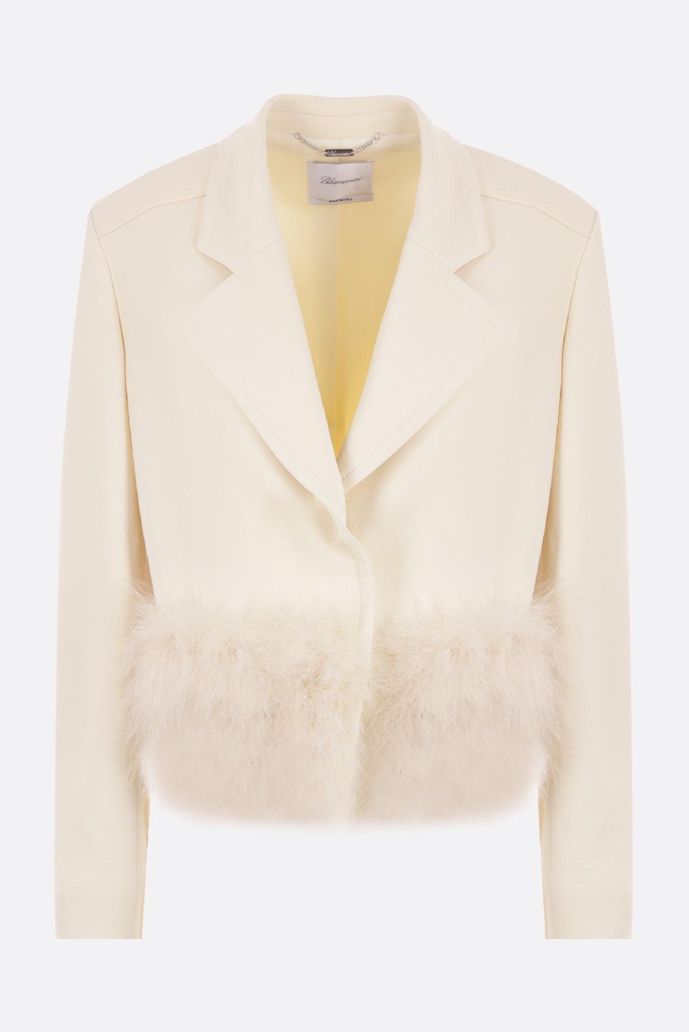 BLUMARINE giacca monopetto in sablé con piume