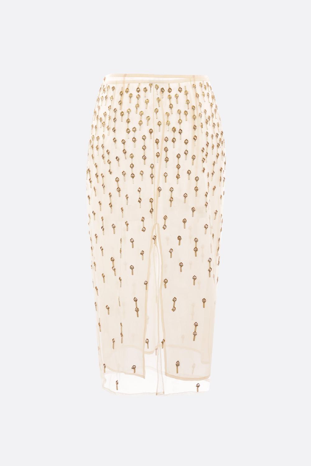 BLUMARINE Gonna A Tubino In Tulle Con Ricami