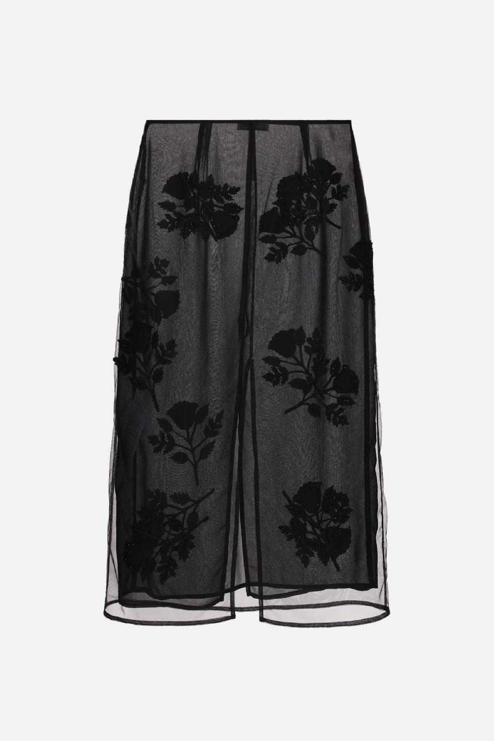 BLUMARINE Gonna Mid In Tulle Con Ricamo Floreale