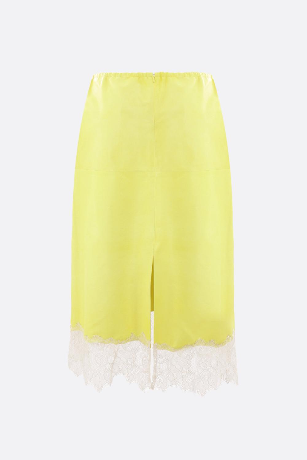 BLUMARINE Gonna Midi In Pelle Con Bordo In Pizzo