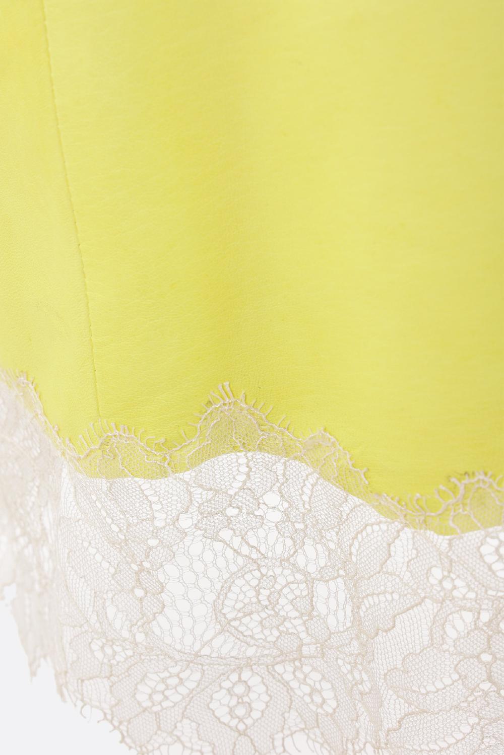 BLUMARINE Gonna Midi In Pelle Con Bordo In Pizzo