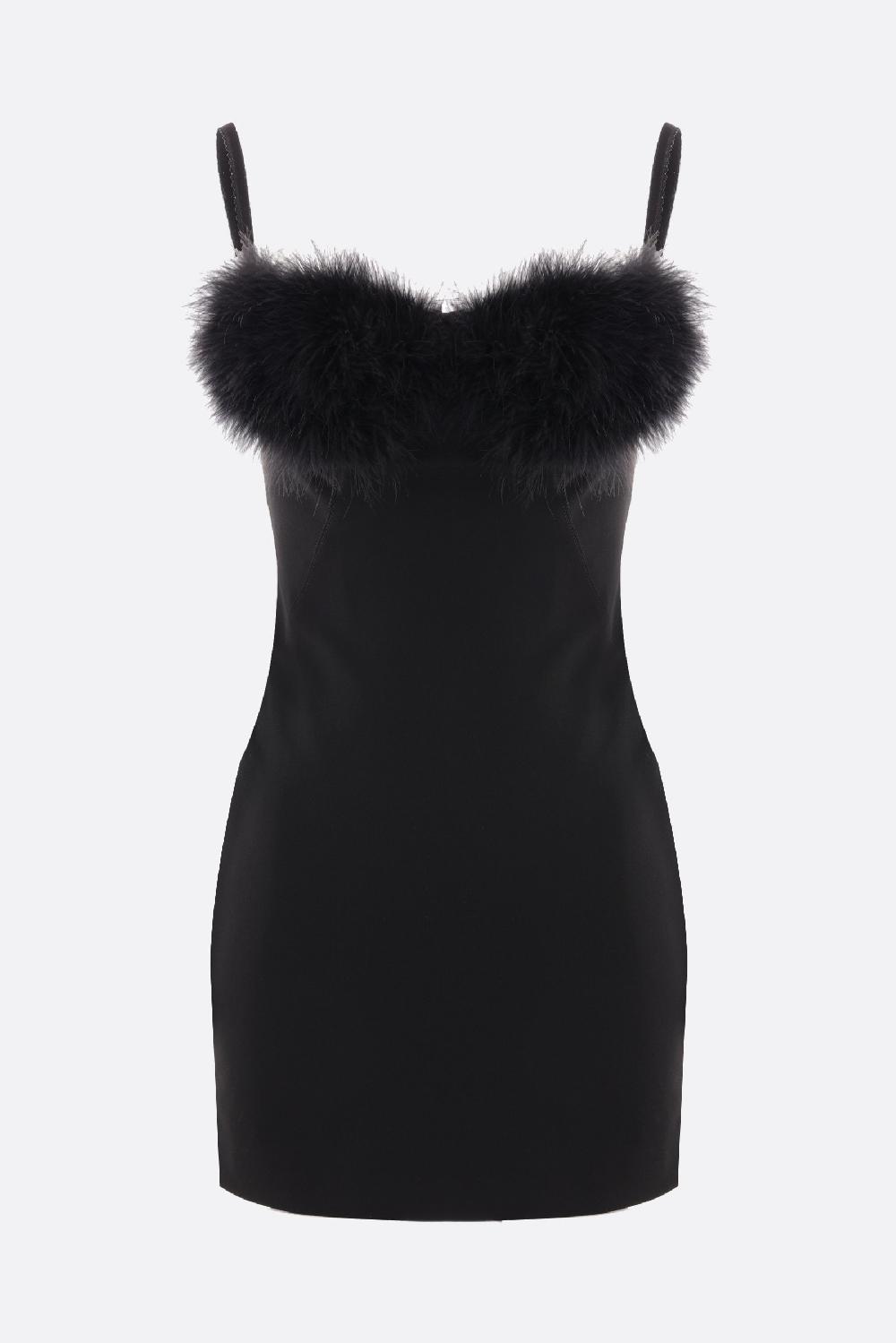 BLUMARINE miniabito in jersey compatto con piume