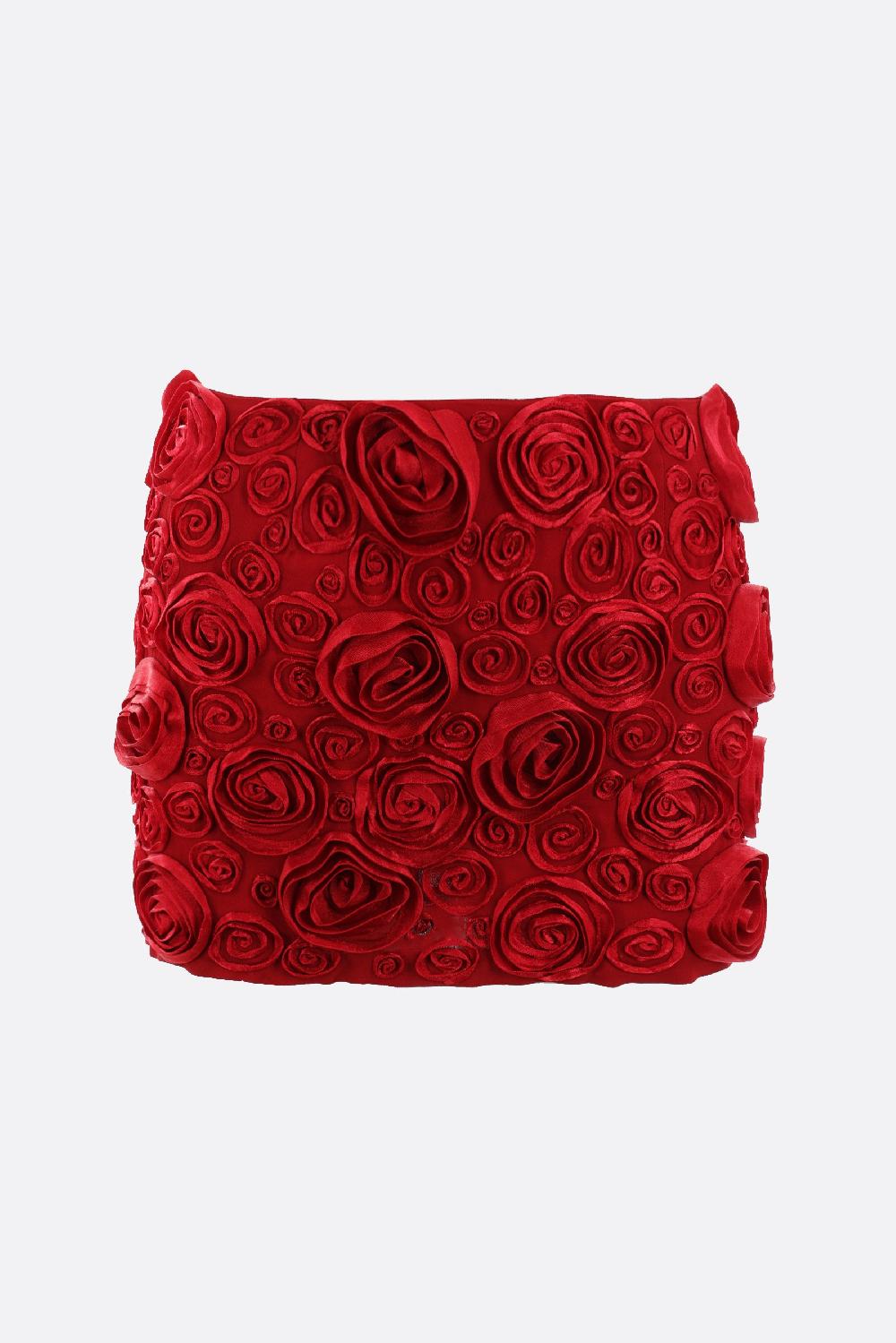 BLUMARINE minigonna in crepe de chine ricamo rose