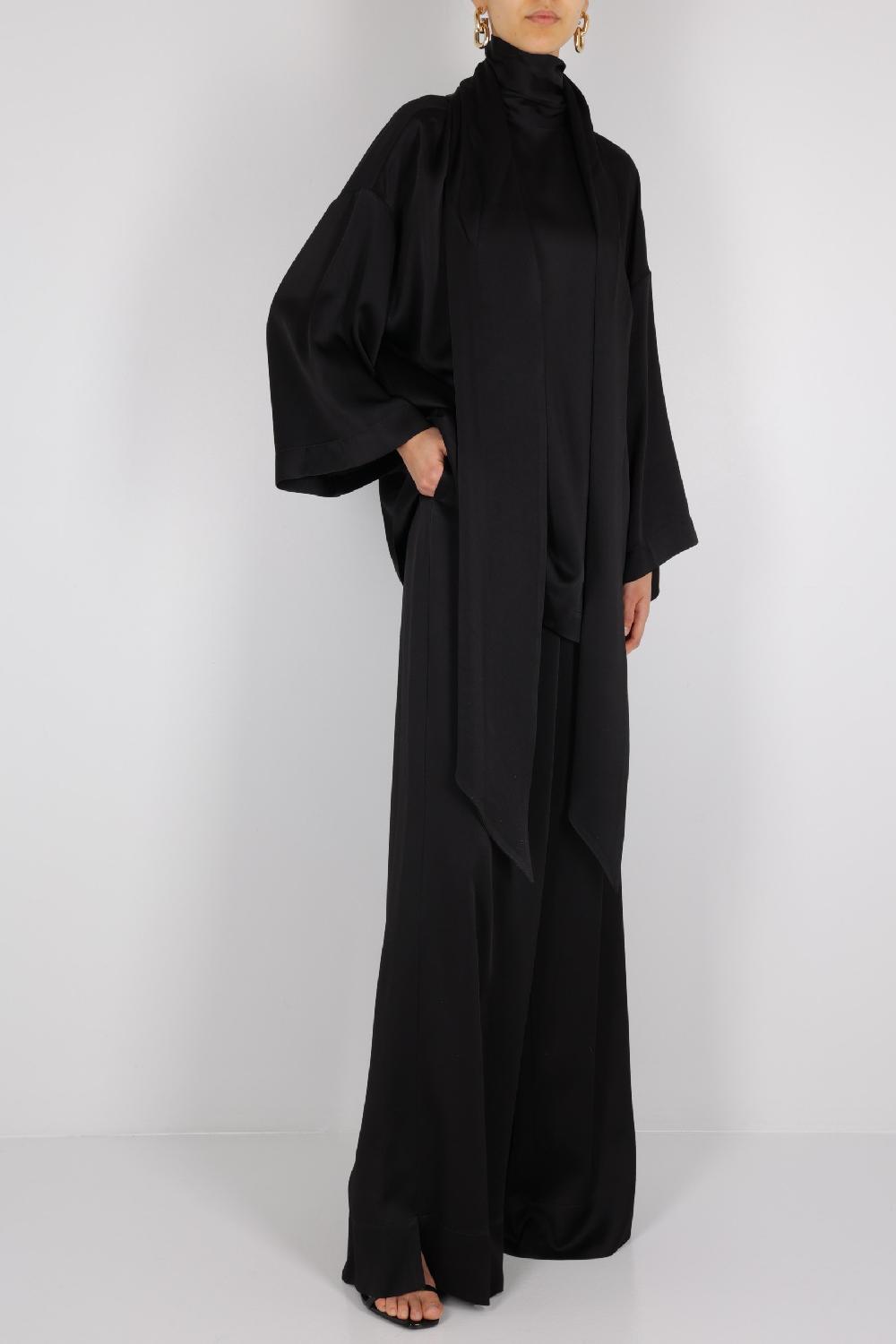 SAINT LAURENT Blusa In Crepe Envers Satin Con Lavalliére