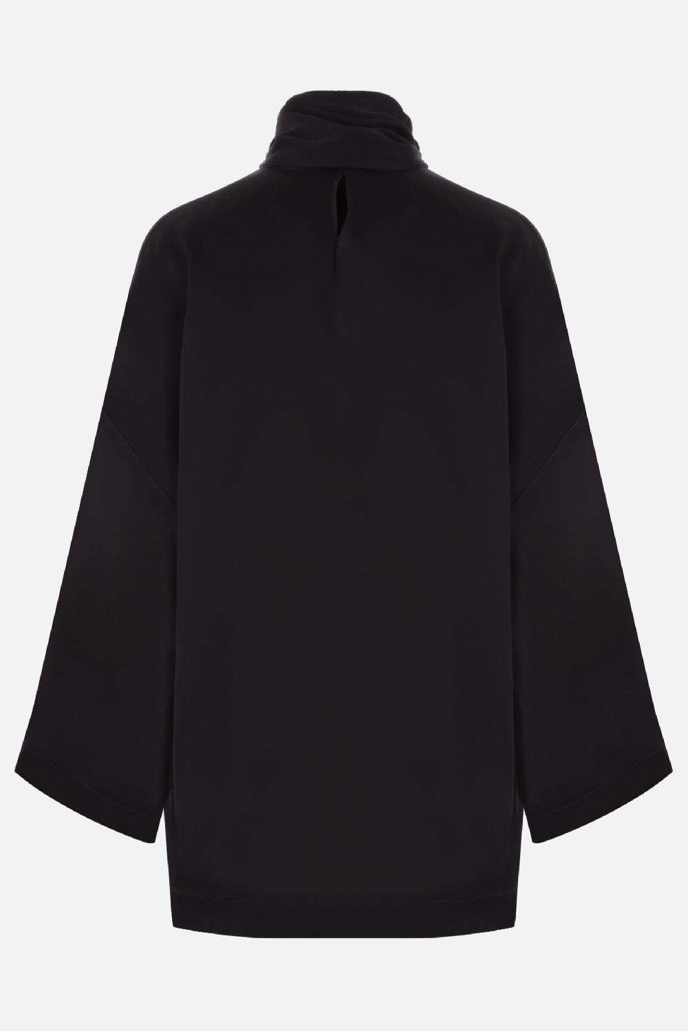 SAINT LAURENT Blusa In Crepe Envers Satin Con Lavalliére
