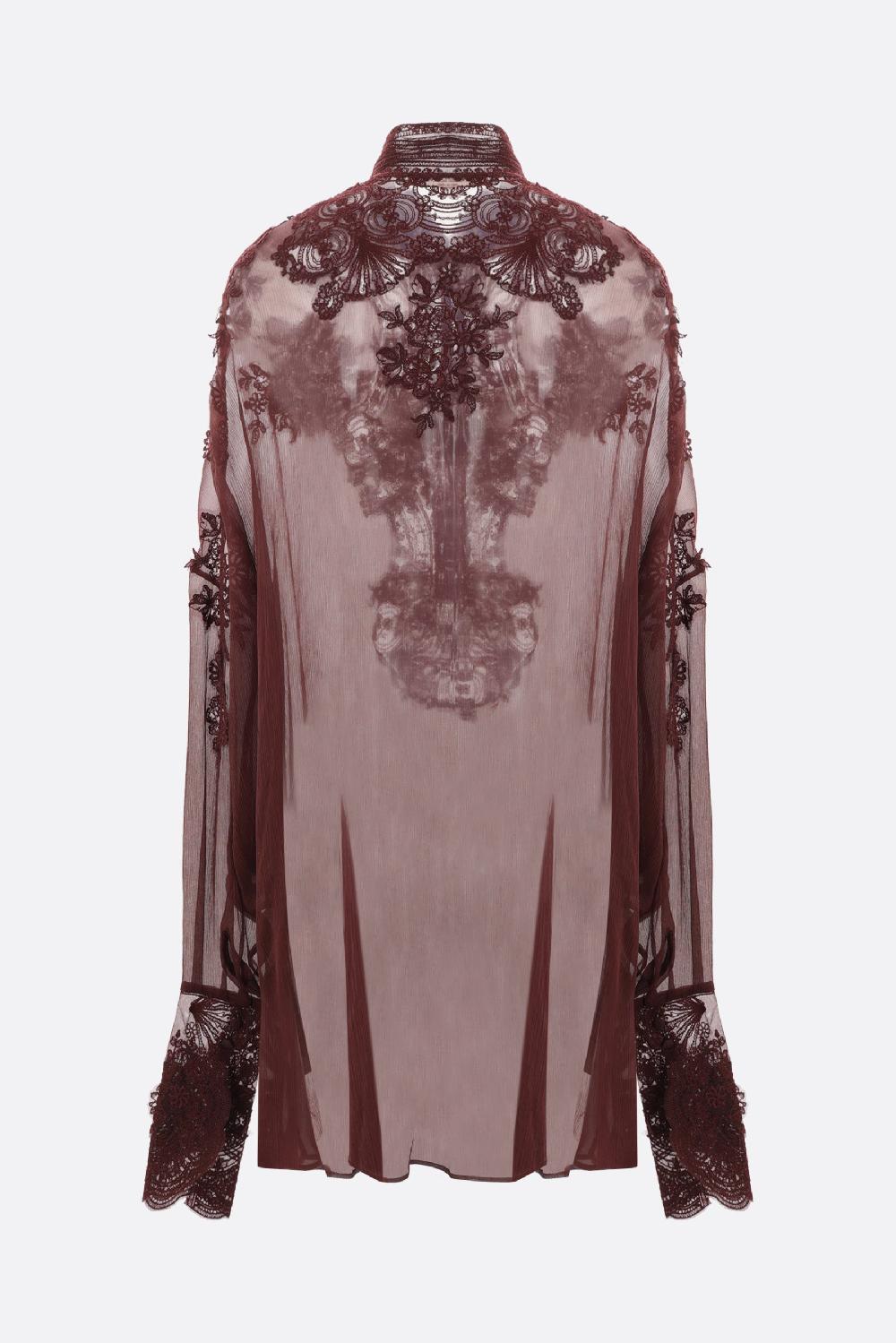 ERMANNO SCERVINO Blusa Oversize In Georgette E Pizzo