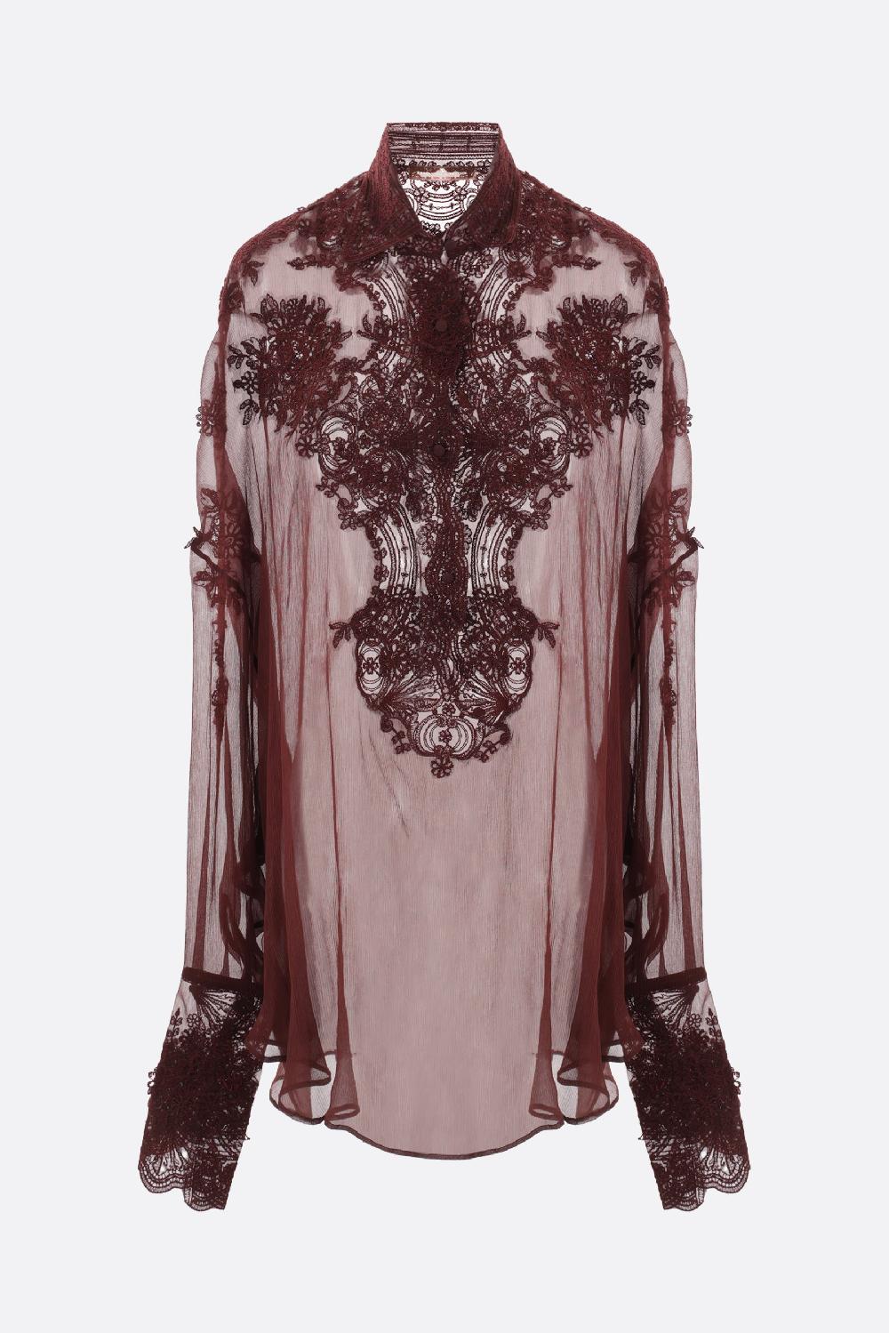 ERMANNO SCERVINO Blusa Oversize In Georgette E Pizzo