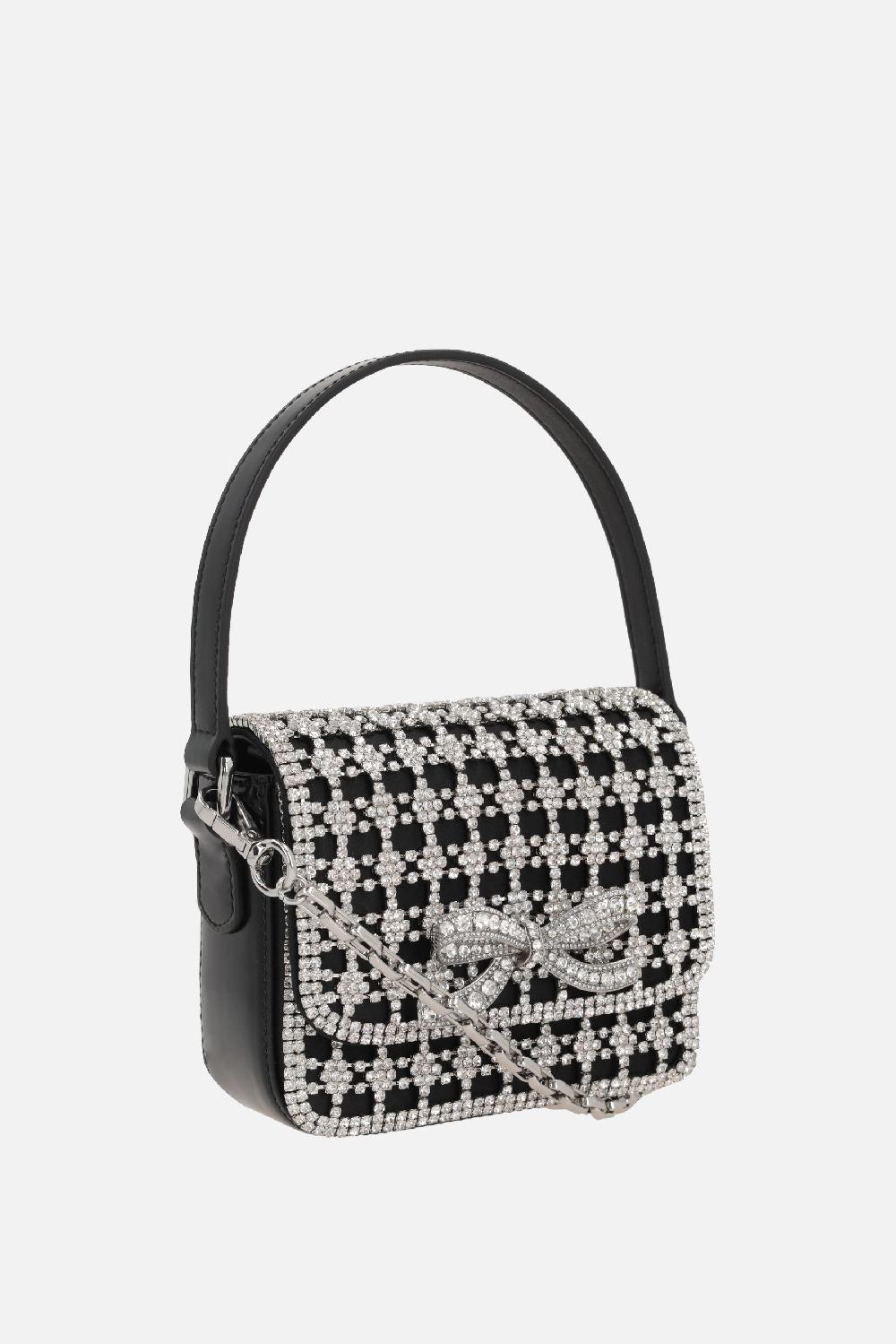 SELF PORTRAIT Borsa A Mano Crystal Micro In Pelle Lucida E Raso