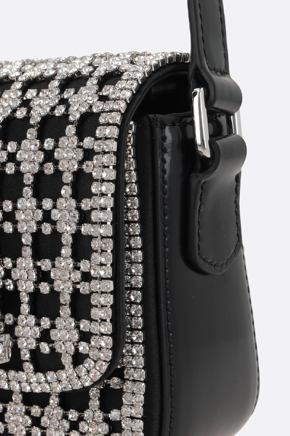 SELF PORTRAIT Borsa A Mano Crystal Micro In Pelle Lucida E Raso