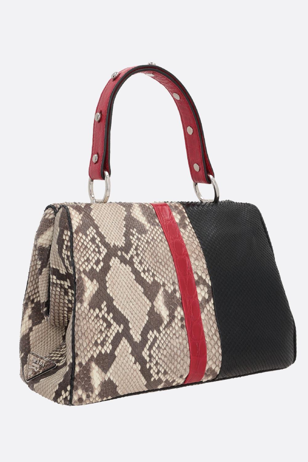 PRADA Borsa A Mano In Pelle Di Pitone E Coccodrillo