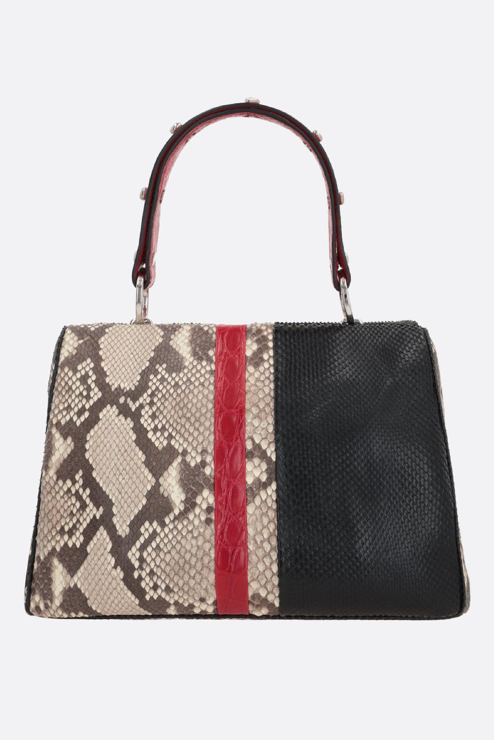 PRADA borsa a mano in pelle di pitone e coccodrillo