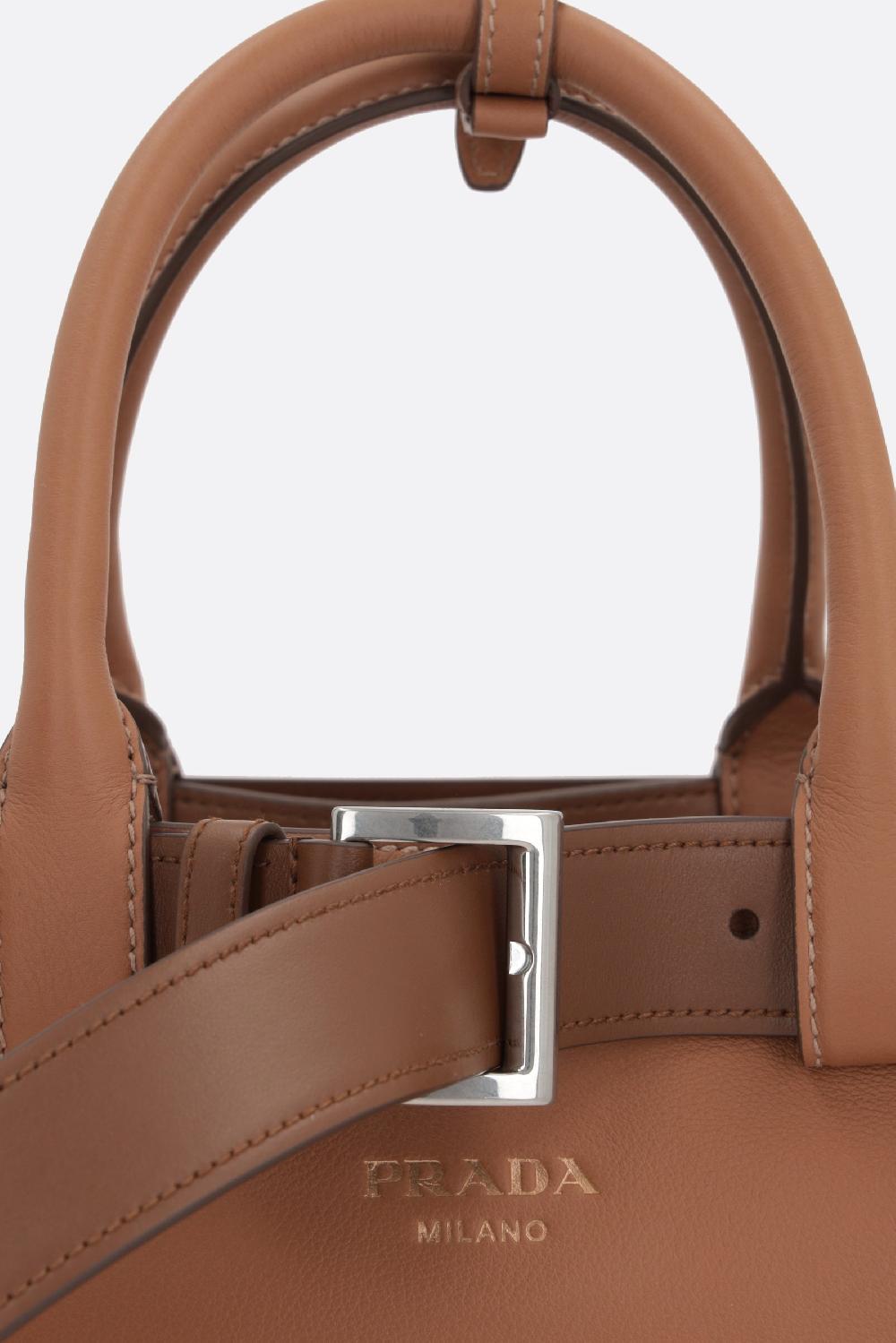 PRADA Borsa A Mano Prada Buckle Media In Pelle Martellata