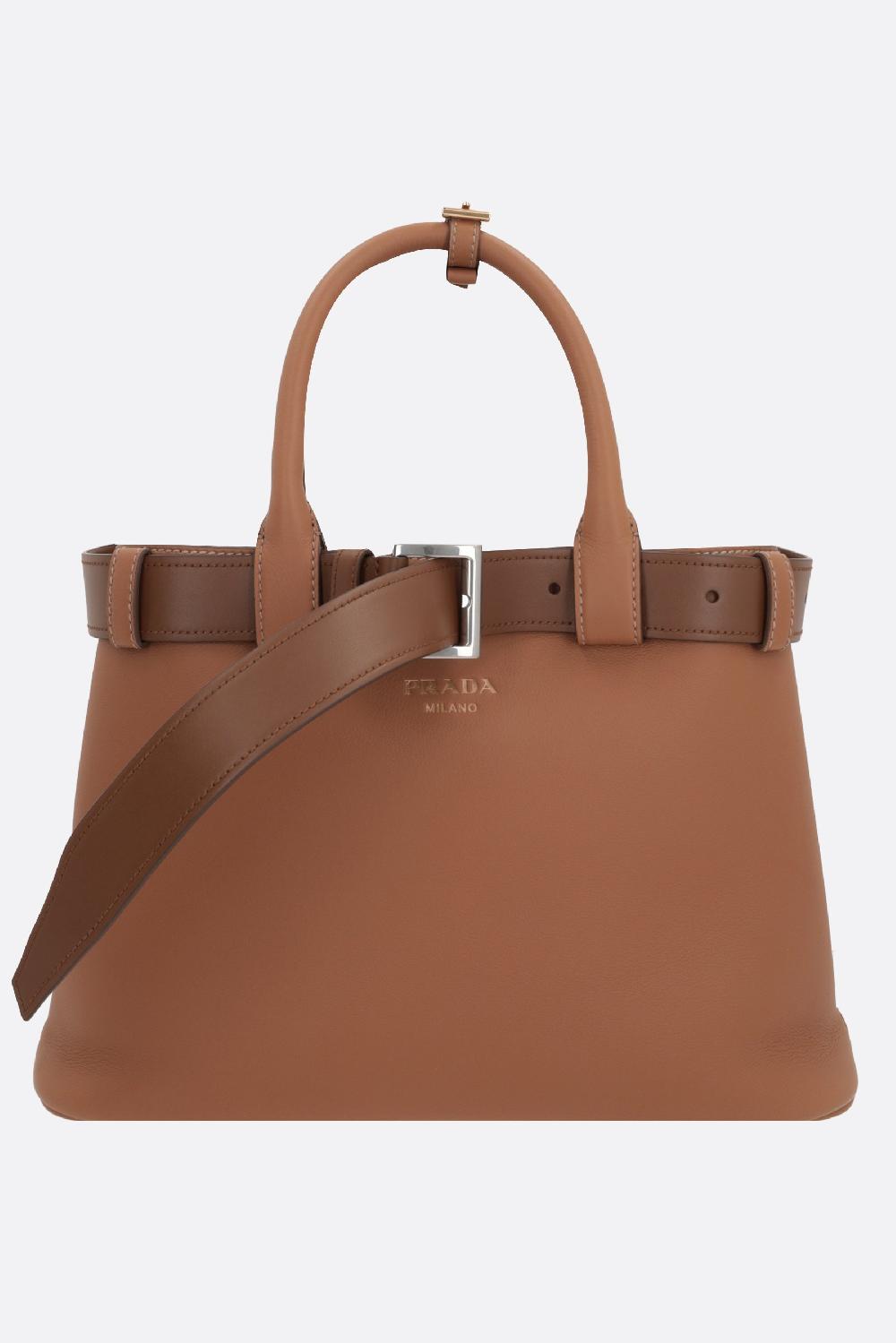 PRADA borsa a mano Prada Buckle media in pelle martellata