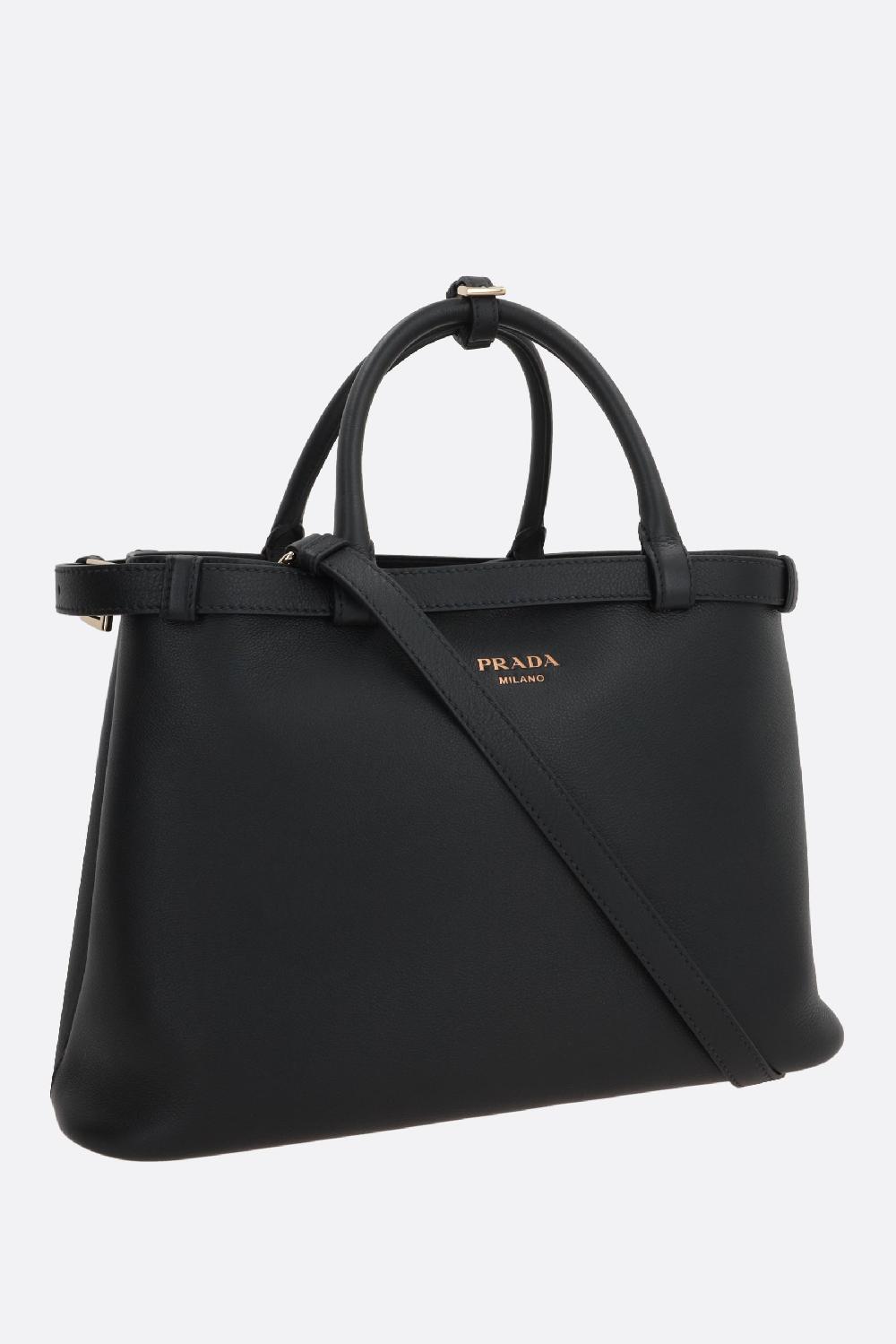 PRADA Borsa A Mano Prada Buckle Media In Pelle Martellata