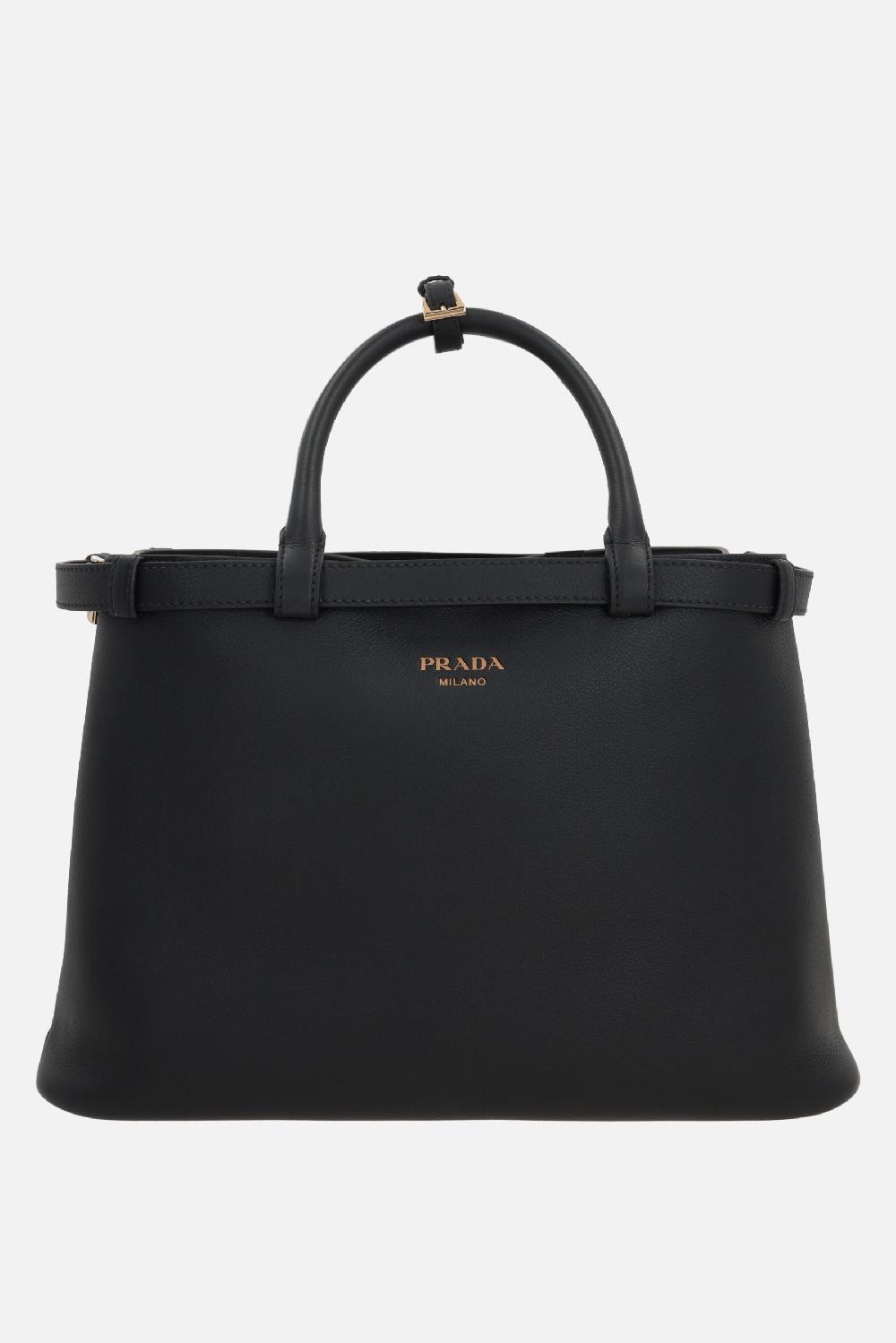 PRADA borsa a mano Prada Buckle media in pelle martellata