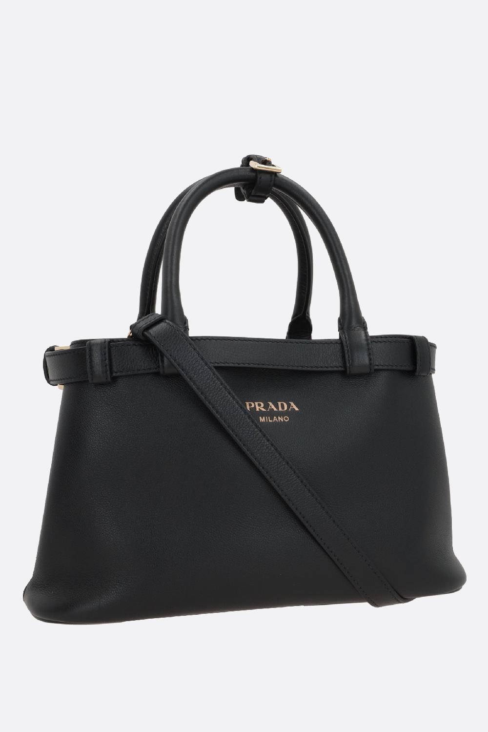 PRADA Borsa A Mano Prada Buckle Small In Pelle Martellata