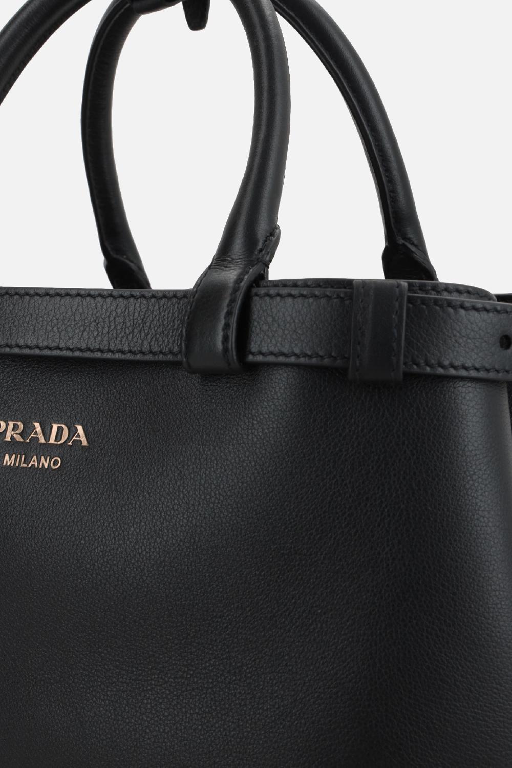 PRADA Borsa A Mano Prada Buckle Small In Pelle Martellata