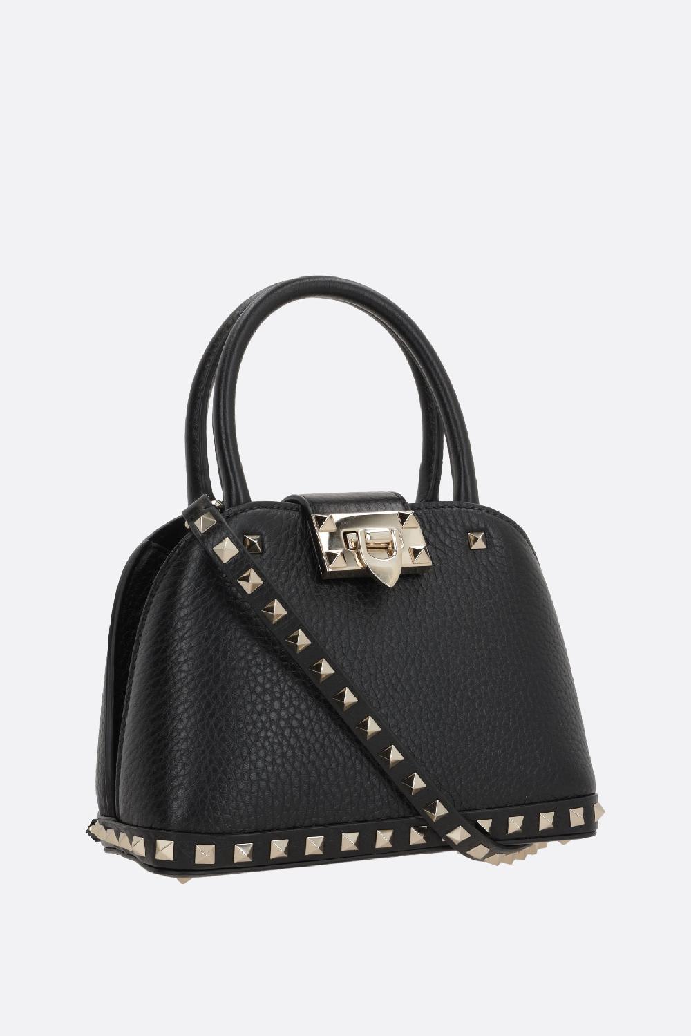 VALENTINO GARAVANI Borsa A Mano Rockstud Double In Pelle Martellata