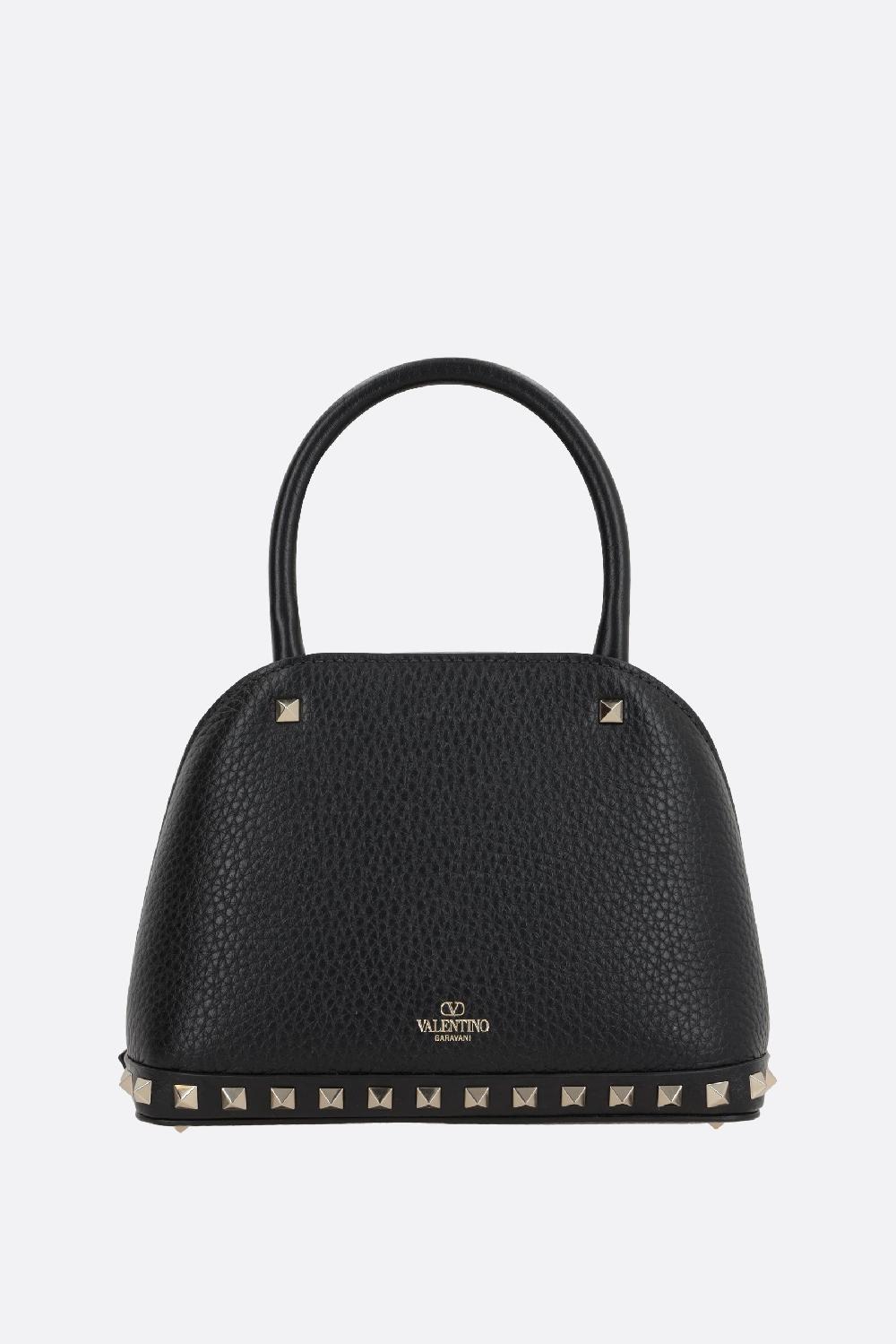 VALENTINO GARAVANI Borsa A Mano Rockstud Double In Pelle Martellata