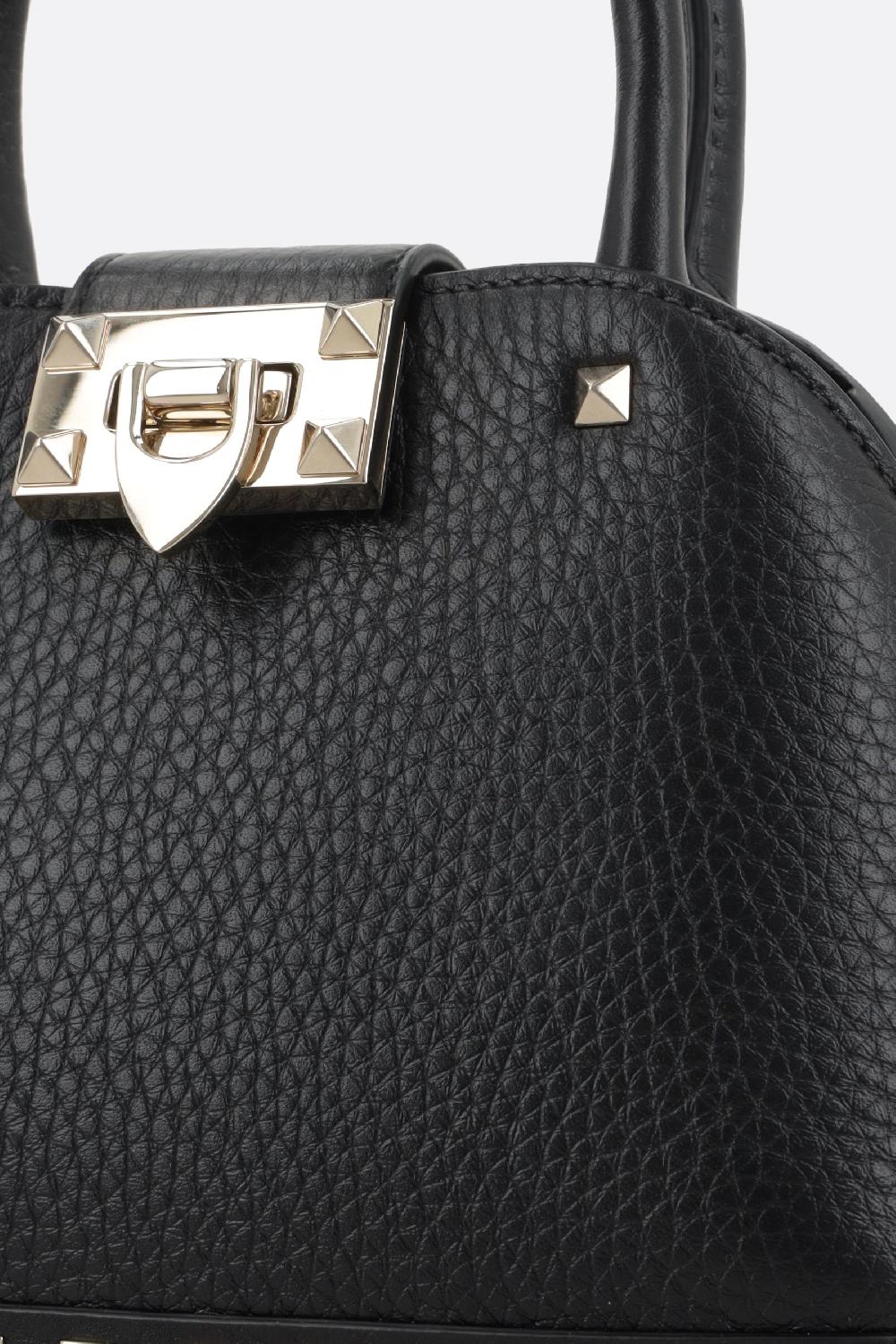 VALENTINO GARAVANI Borsa A Mano Rockstud Double In Pelle Martellata
