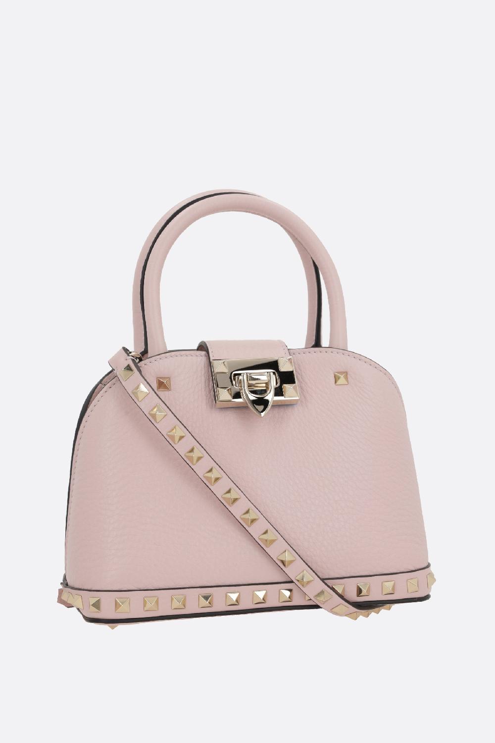 VALENTINO GARAVANI Borsa A Mano Rockstud Double In Pelle Martellata