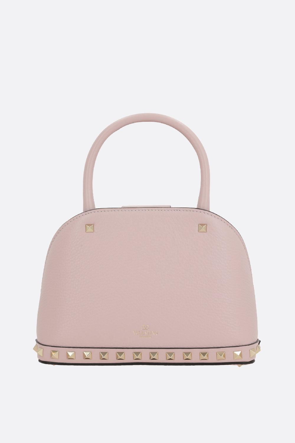 VALENTINO GARAVANI Borsa A Mano Rockstud Double In Pelle Martellata