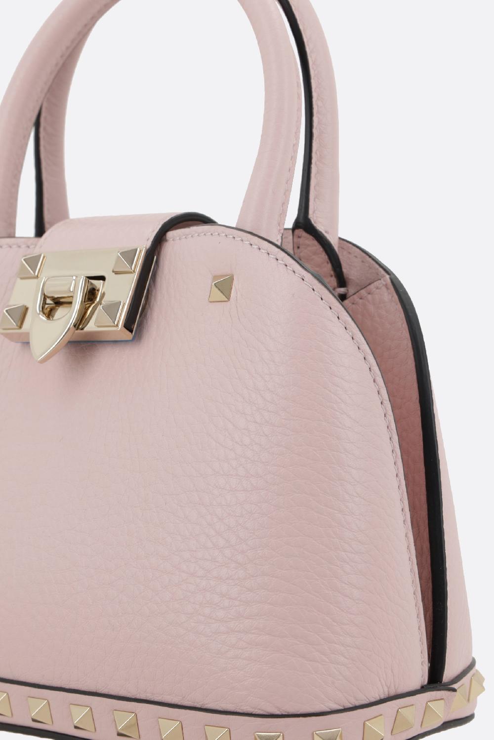 VALENTINO GARAVANI Borsa A Mano Rockstud Double In Pelle Martellata
