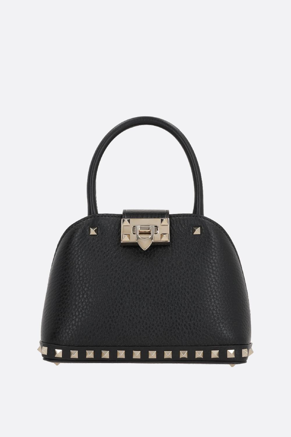 VALENTINO GARAVANI Borsa A Mano Rockstud Double In Pelle Martellata