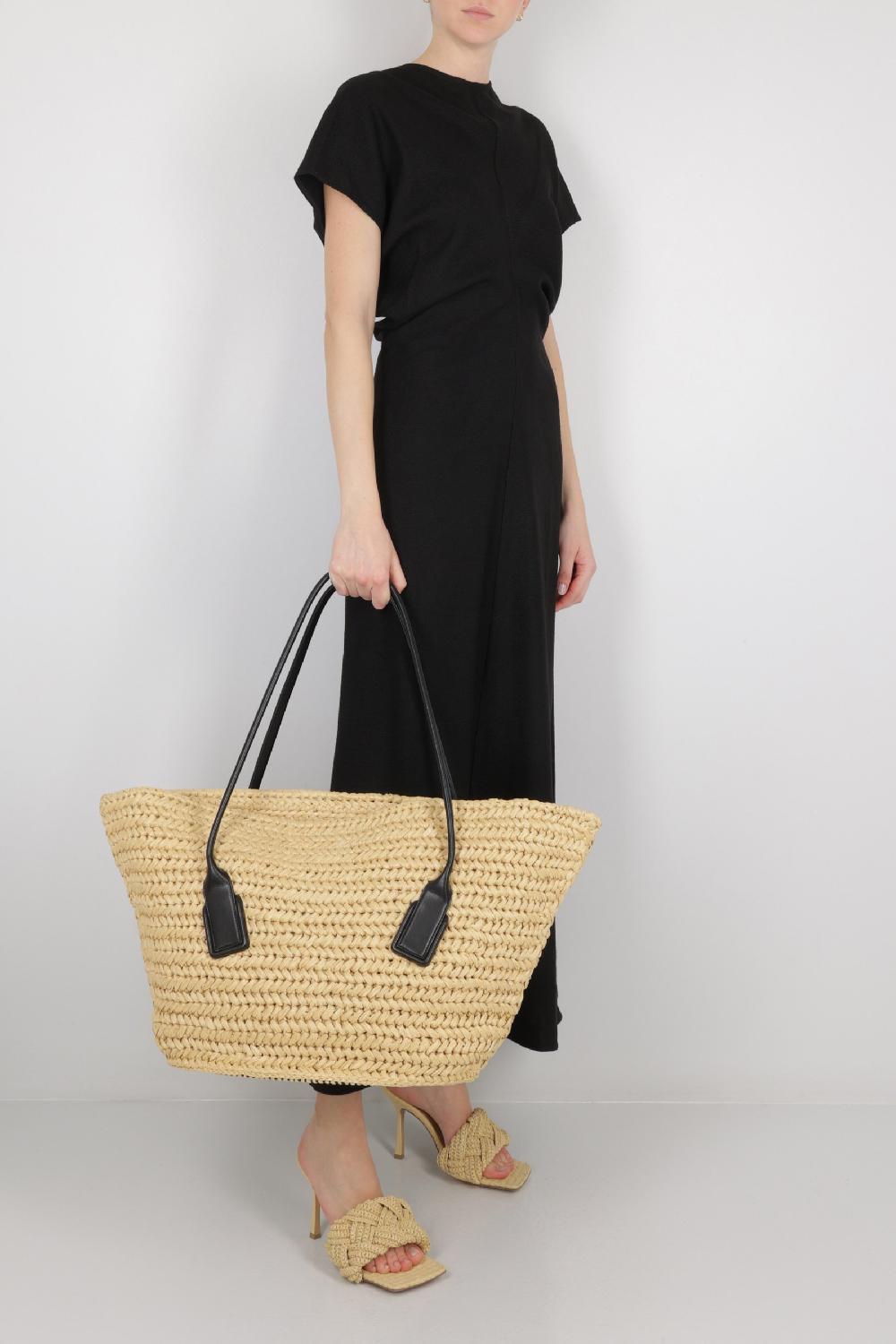 BOTTEGA VENETA Borsa A Spalla Arco Media In Crochet Di Rafia