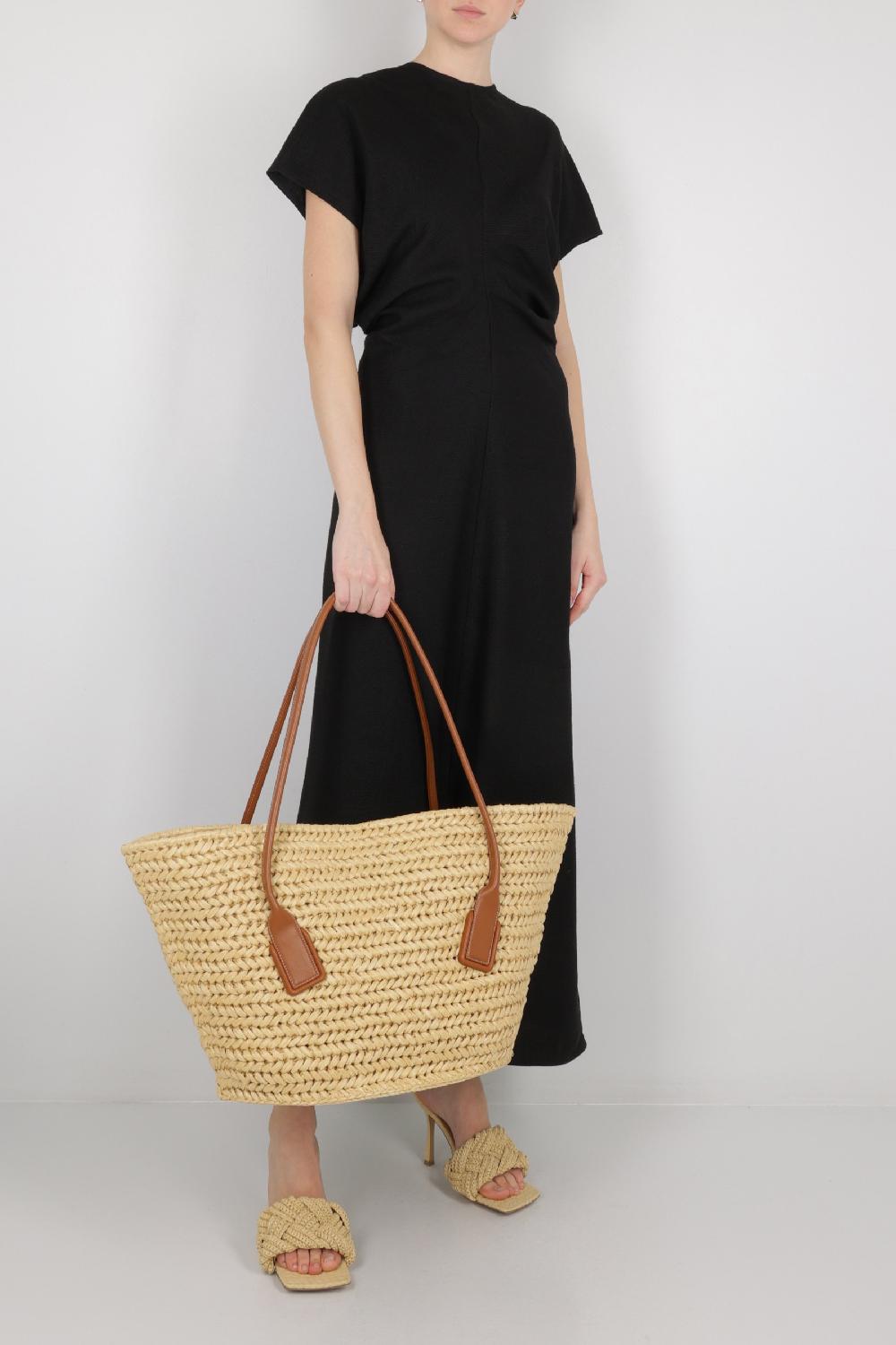 BOTTEGA VENETA Borsa A Spalla Arco Media In Crochet Di Rafia