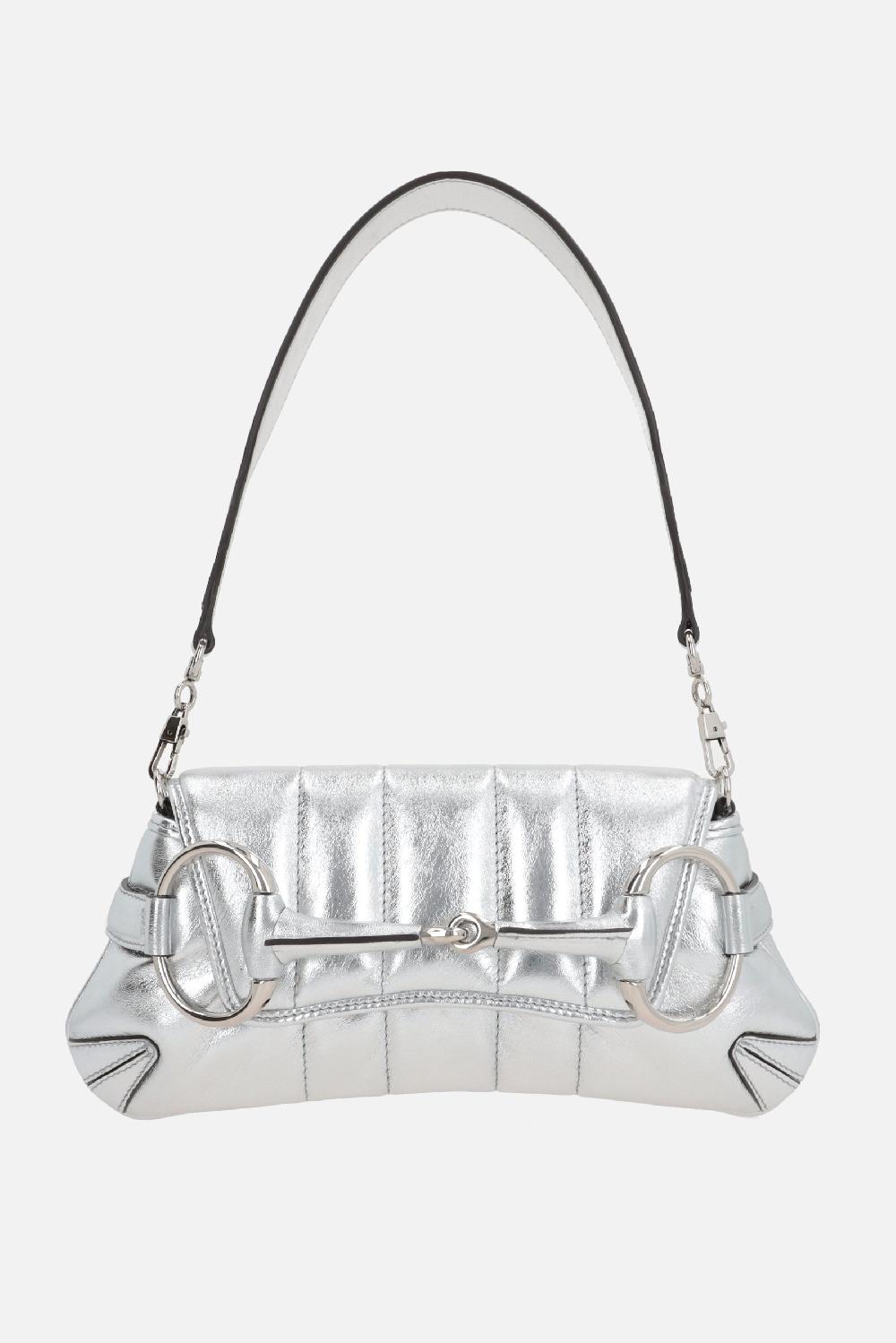 GUCCI borsa a spalla Gucci Horsebit Chain small in pelle laminata