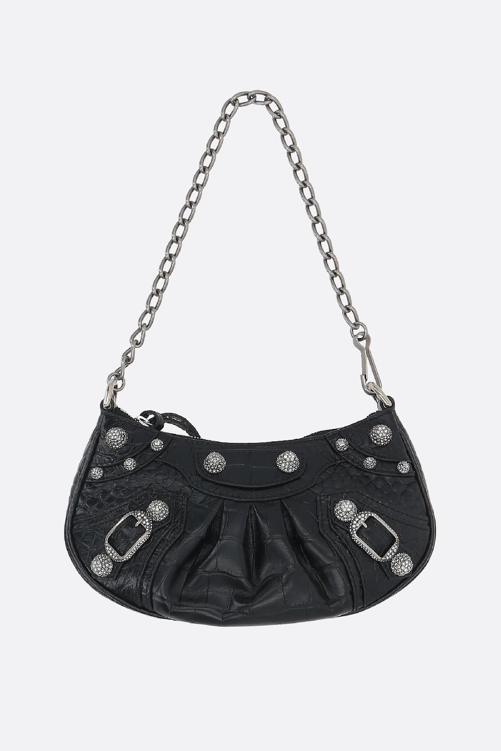 BALENCIAGA borsa a spalla Le Cagole mini in pelle stampa coccodrillo