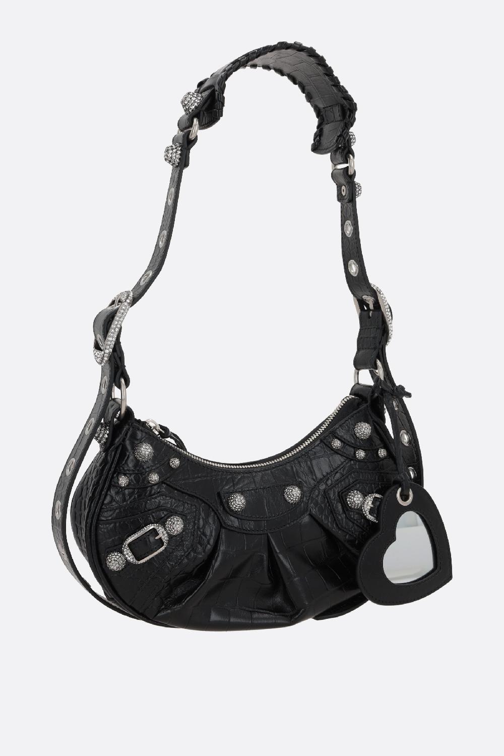 BALENCIAGA Borsa A Spalla Le Cagole XS In Pelle Stampa Coccodrillo