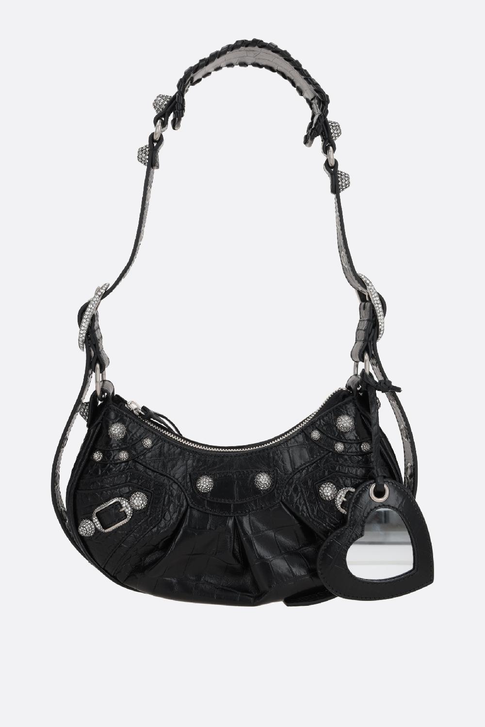 BALENCIAGA borsa a spalla Le Cagole XS in pelle stampa coccodrillo