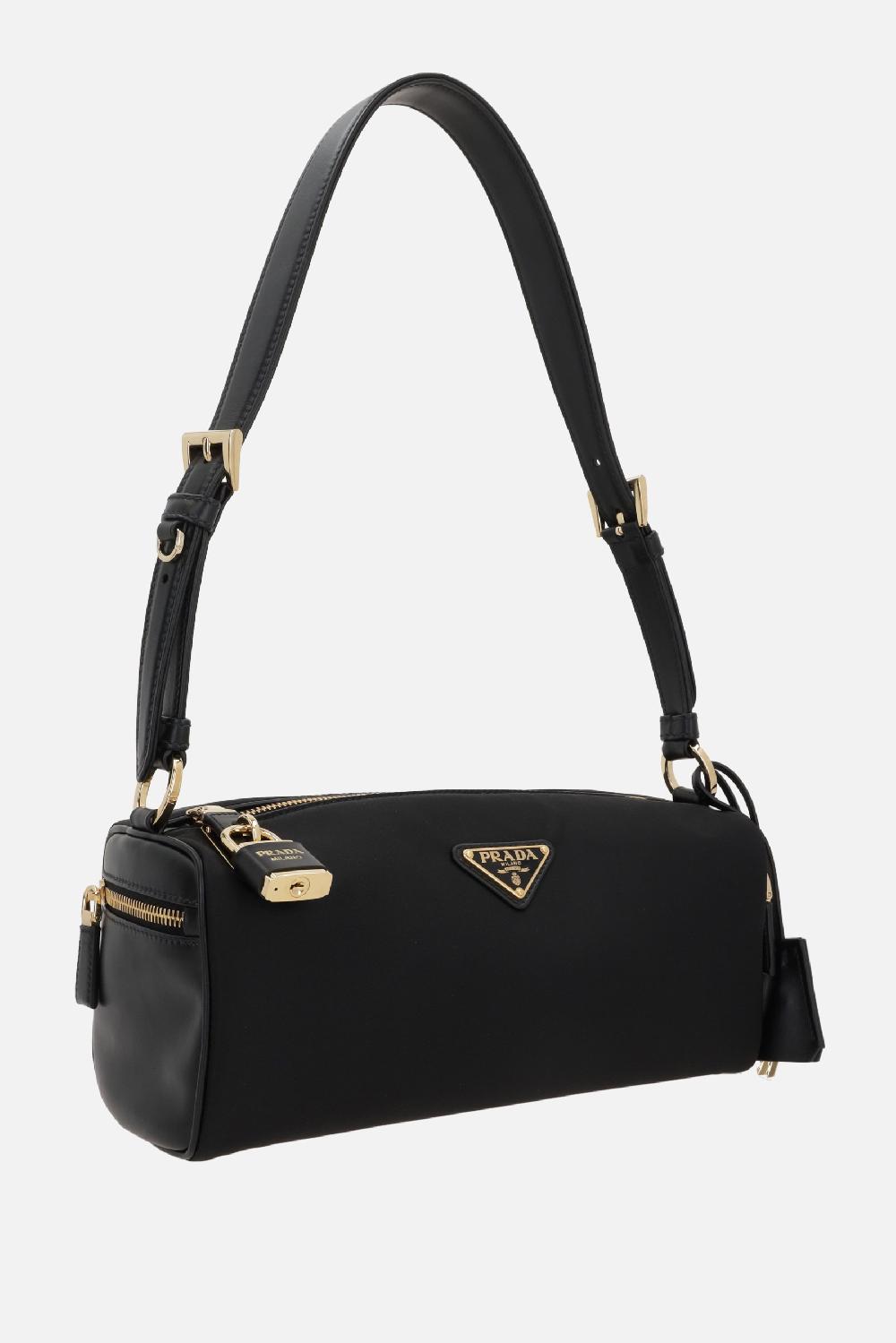 PRADA Borsa A Spalla Media In Re-Nylon E Pelle Liscia