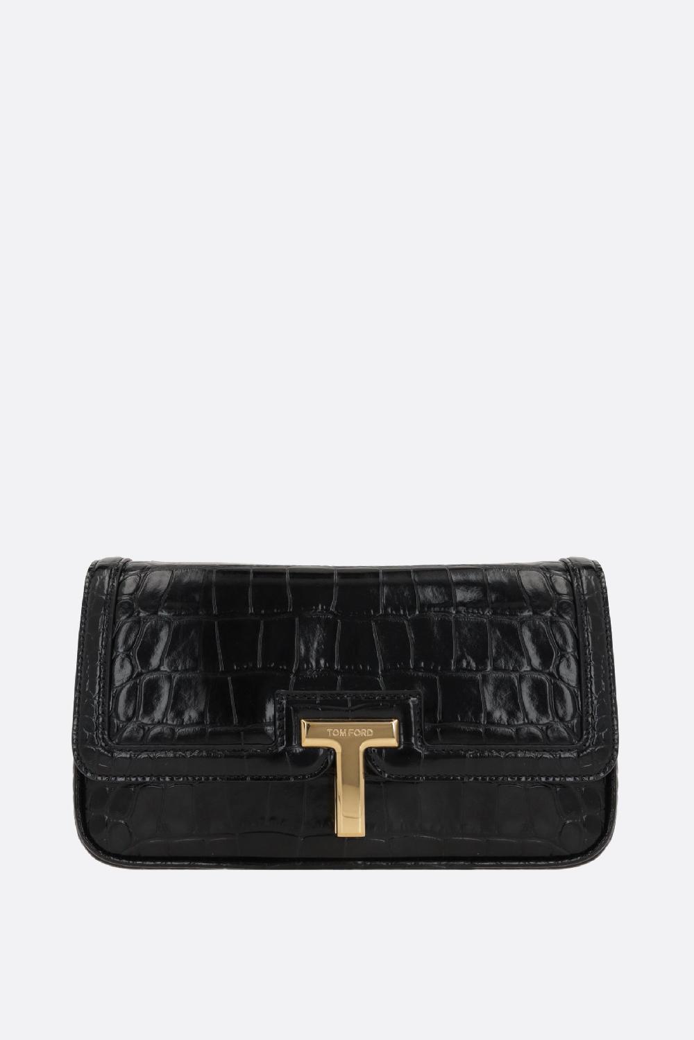 TOM FORD borsa a spalla T in pelle stampa coccodrillo