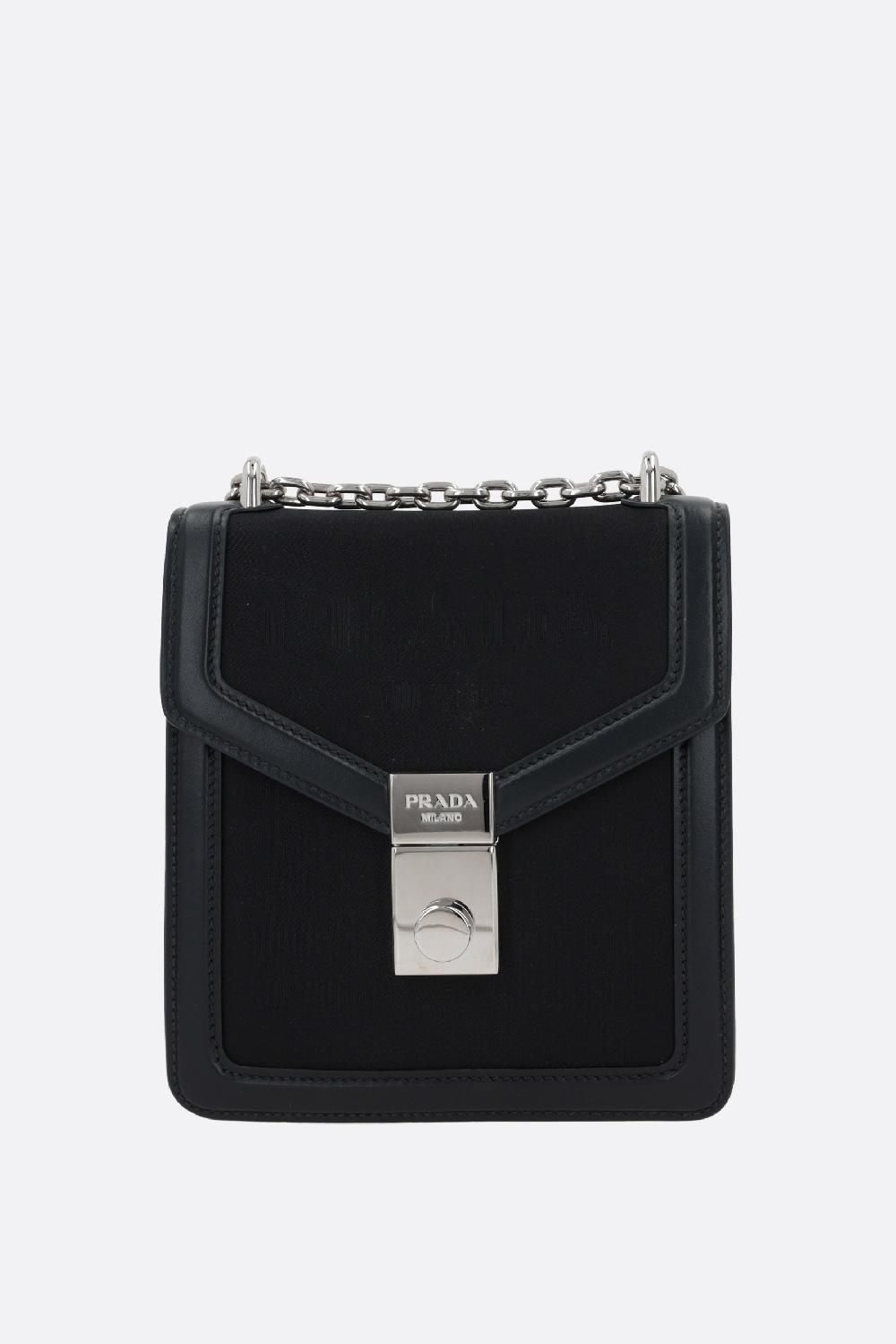 PRADA borsa a tracolla small in nylon e pelle liscia con logo