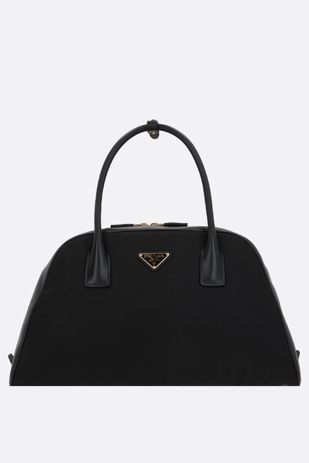 PRADA borsa bauletto large in Re-Nylon e pelle liscia